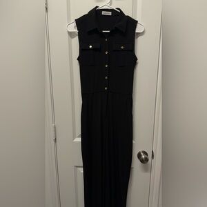 Calvin Klein Black Jumpsuit with Gold Buttons